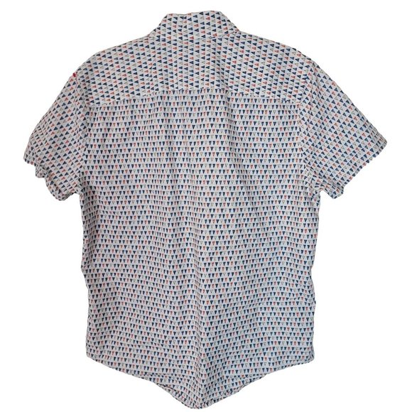 Abercrombie & Fitch Mens L White Geometric Print Button Down Muscle Fit Shirt - Picture 7 of 7